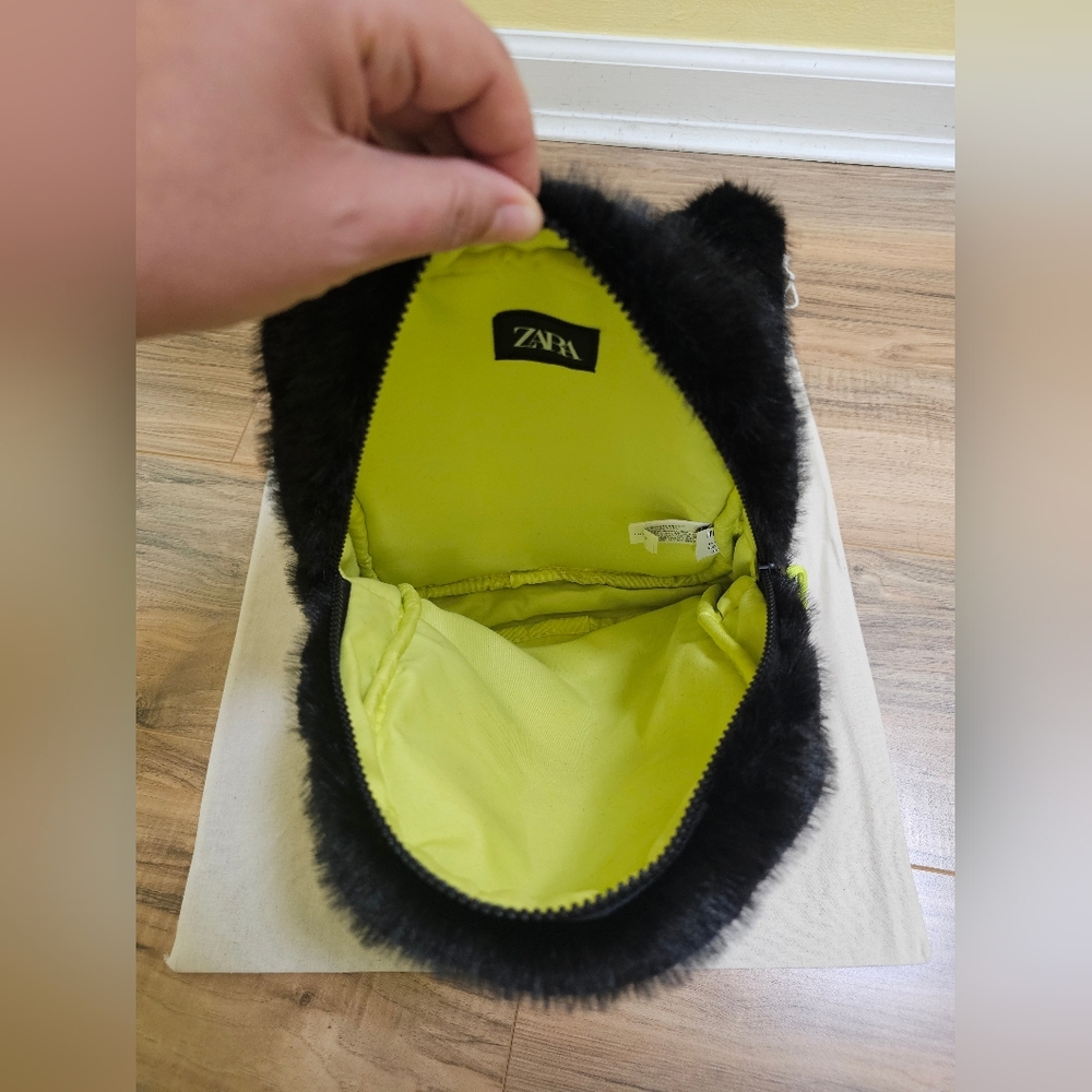 Zara Faux Fur Cat Mini Backpack + Faux Fur Ear Headband - Picture 3 of 7
